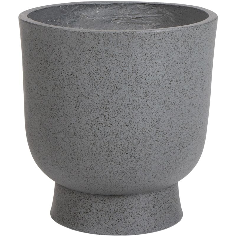 foto del prodotto vaso da fiori per esterni e interni effetto terrazzo grigio scuro rotondo mgo 36x36x39 cm ginkgo