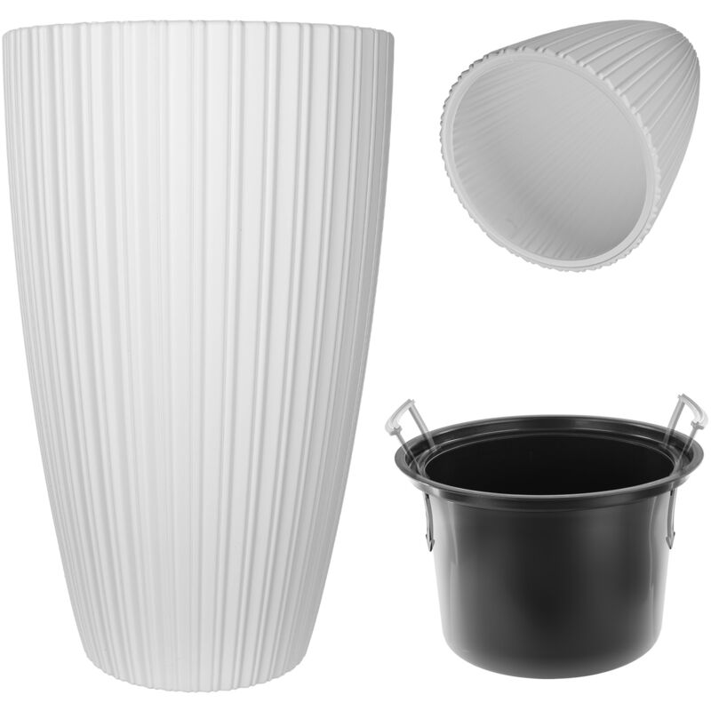 foto del prodotto vaso da fiori rotondo kadax vaso da fiori decorativo con inserto interno plastica per interni ed esterni bianco