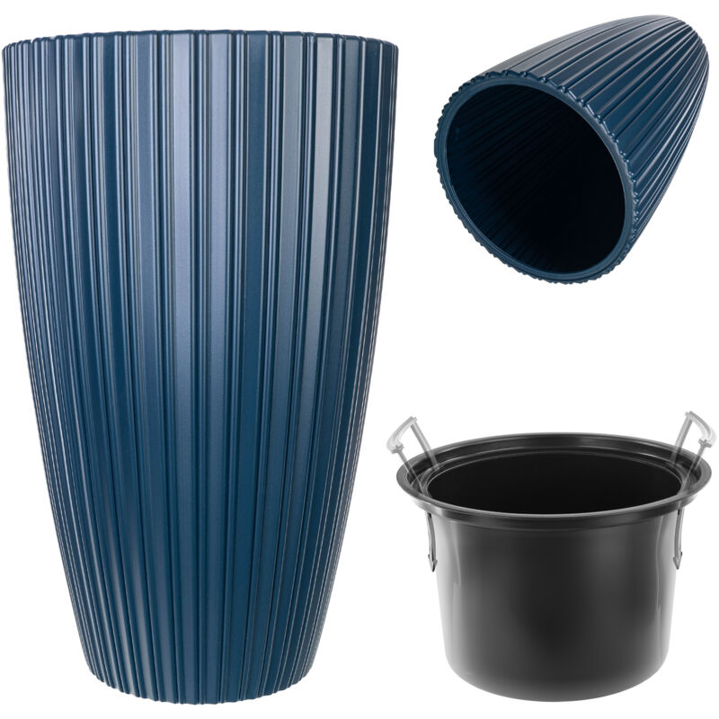 foto del prodotto vaso da fiori rotondo kadax vaso da fiori decorativo con inserto interno plastica per interni ed esterni blu