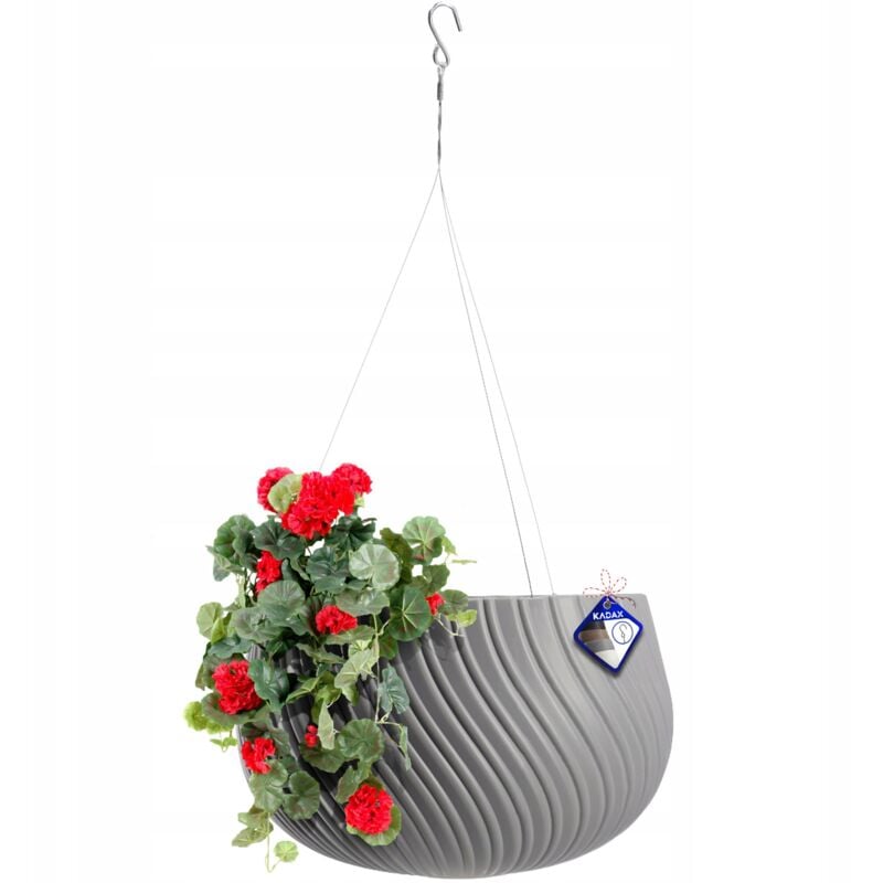 foto del prodotto vaso da fiori sospeso per balcone terrazza ciotola grigio 29,5 cm kadax