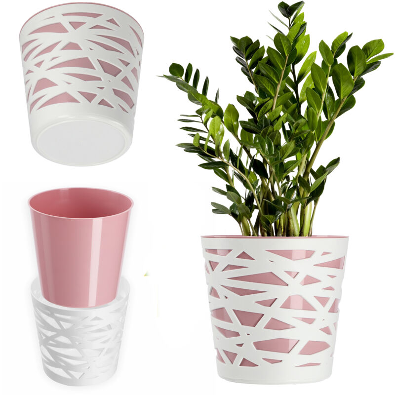 foto del prodotto vaso da fiori vaso da fiori coperchio in plastica inserto per fiori 17 cm rosa kadax