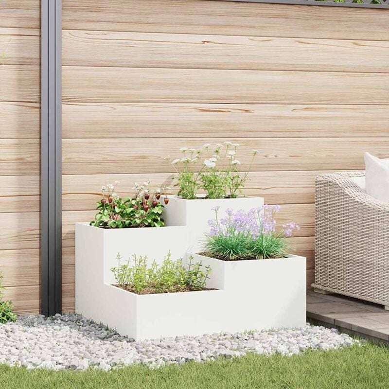 foto del prodotto vaso da giardino 100 x 100 x 60 cm in acciaio bianco vidaxl