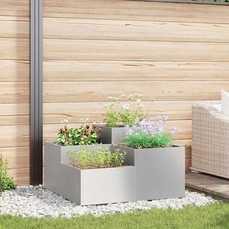 foto del prodotto vaso da giardino 100x100x48 cm in acciaio inox vidaxl