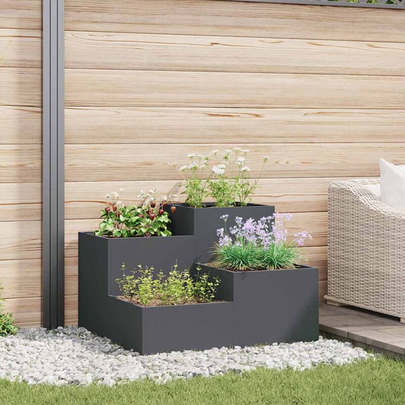 foto del prodotto vaso da giardino 80 x 80 x 60 cm in acciaio antracite vidaxl