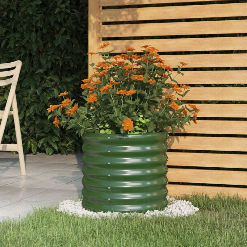 foto del prodotto vaso da giardino acciaio zincato 40x40x36 cm verde vidaxl