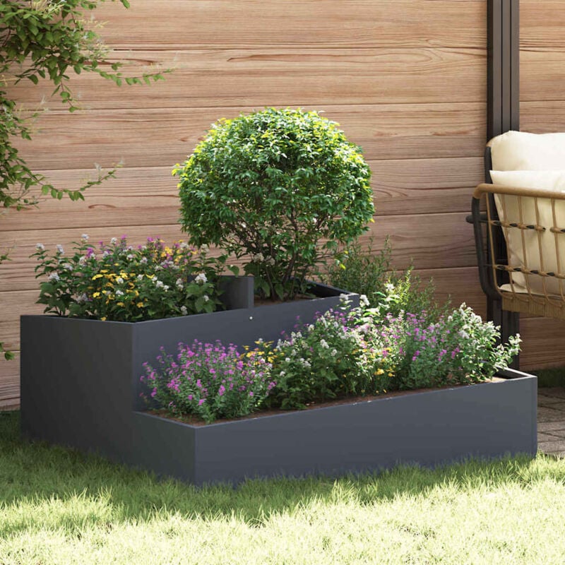 foto del prodotto vaso da giardino antracite 100x100x50 cm in acciaio di vidaxl