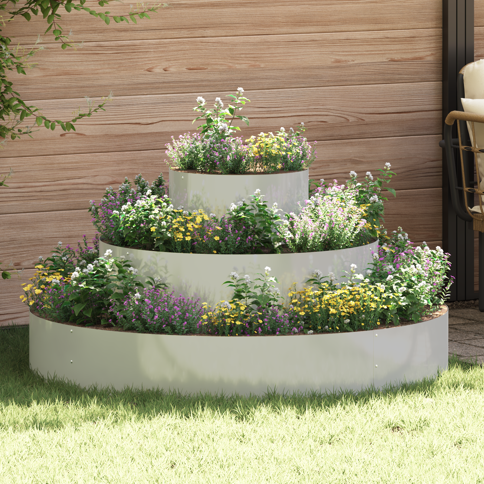 foto del prodotto vaso da giardino argento 120 x 120 x 20 cm acciaio zincato vidaxl