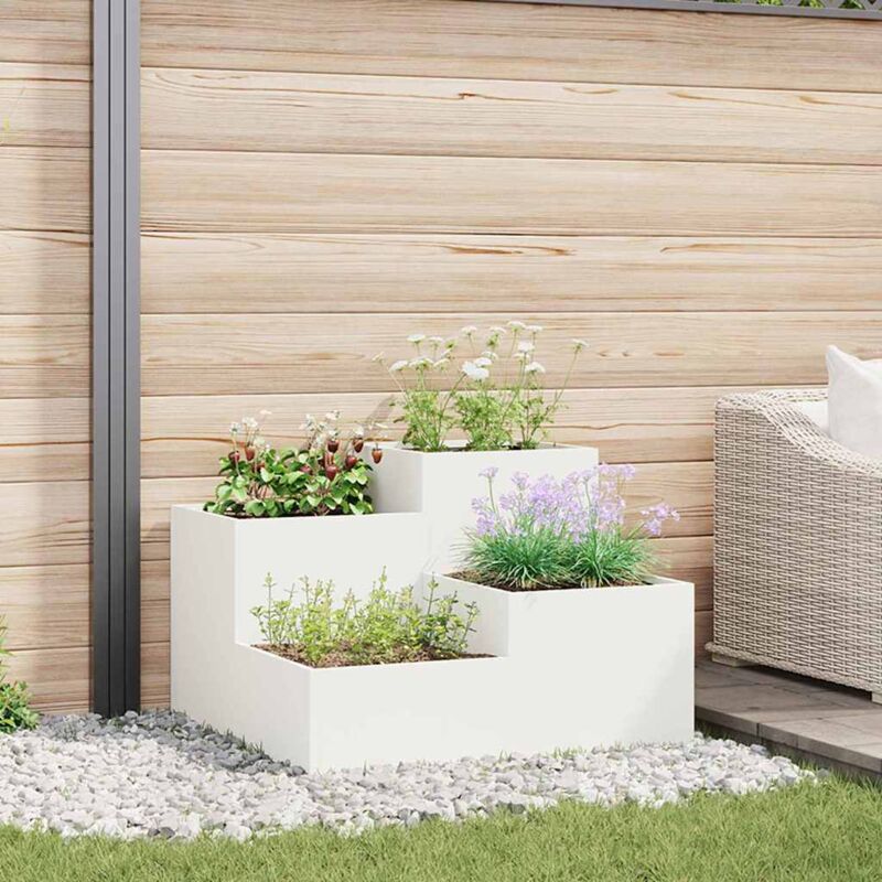 foto del prodotto vaso da giardino bianco 100 x 100 x 60 cm acciaio vidaxl