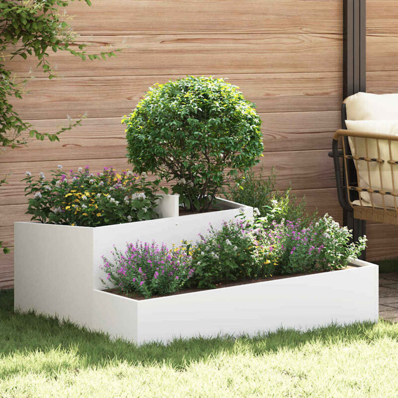 foto del prodotto vaso da giardino bianco 100x100x50 cm in acciaio di vidaxl