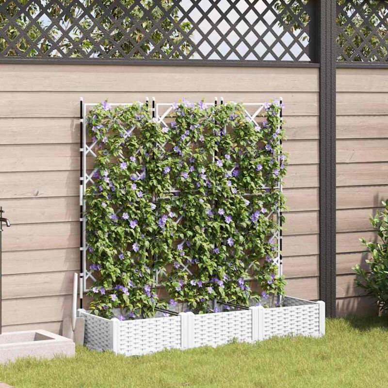 foto del prodotto vaso da giardino con trellis 3 pcs bianco 120x40x125.5 cm vidaxl