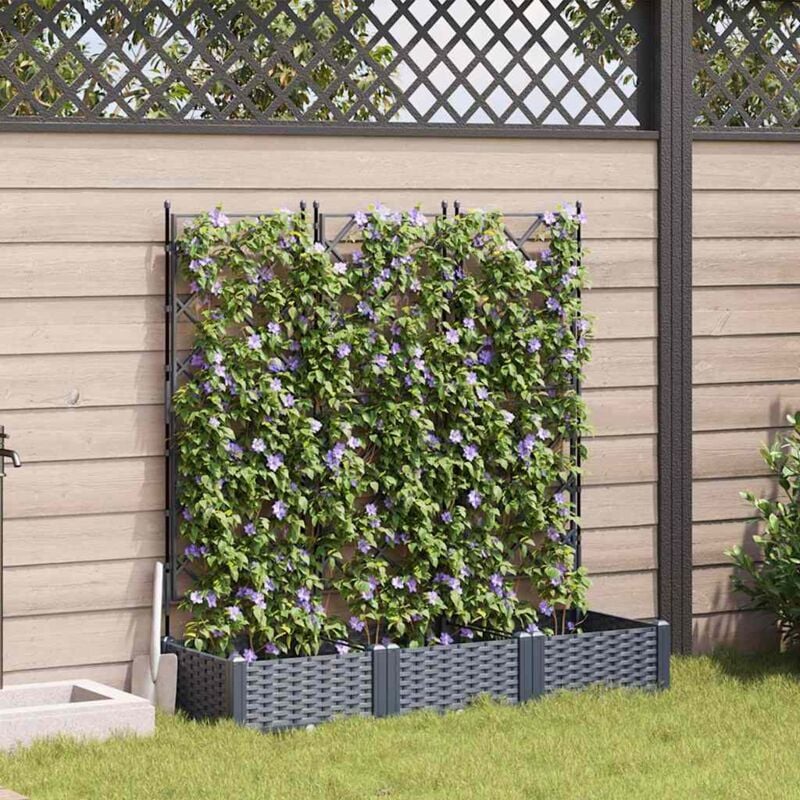 foto del prodotto vaso da giardino con trellis 3 pz grigio 120x40x125.5 cm vidaxl