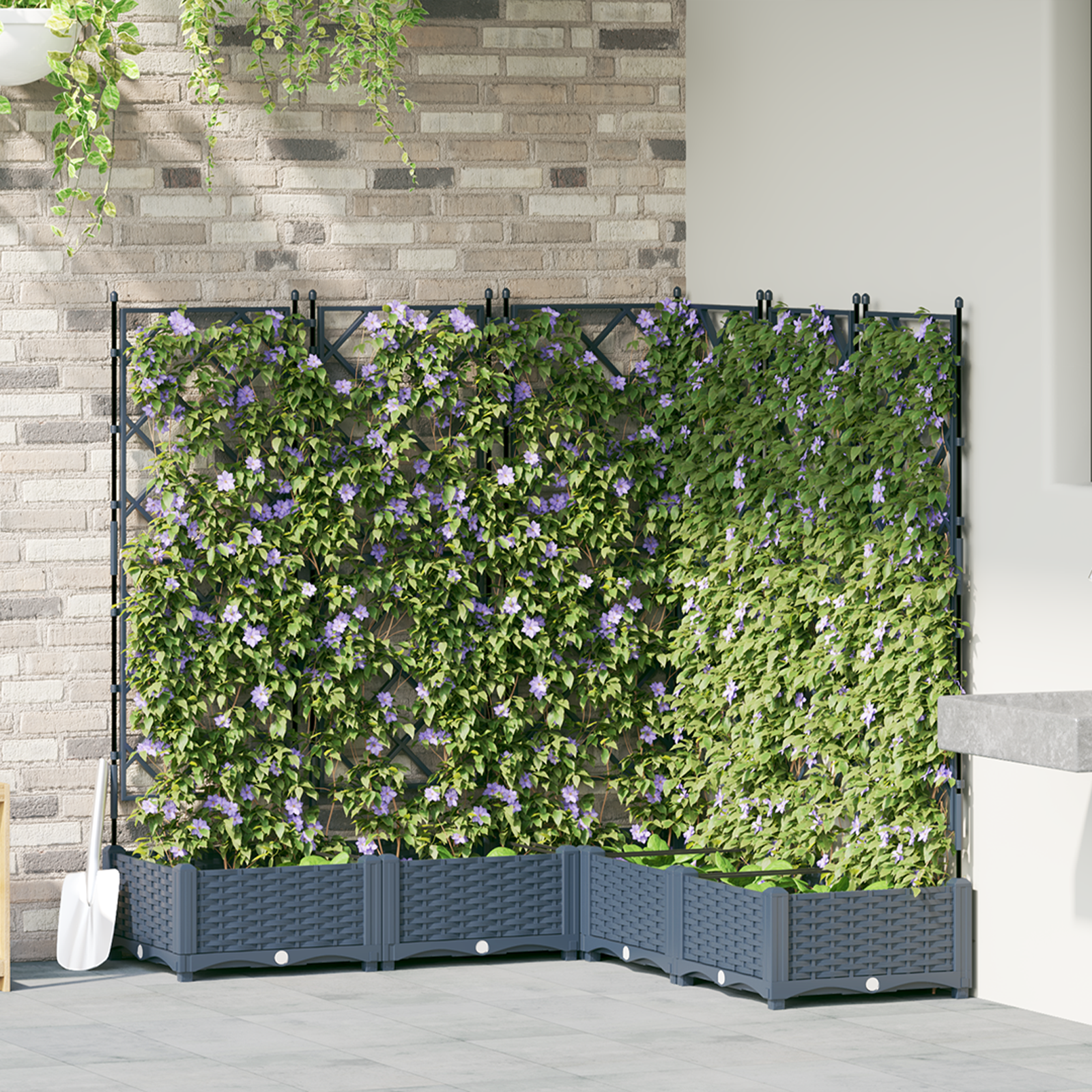 foto del prodotto vaso da giardino con trellis 5 pz grigio 120x120x125.5 cm