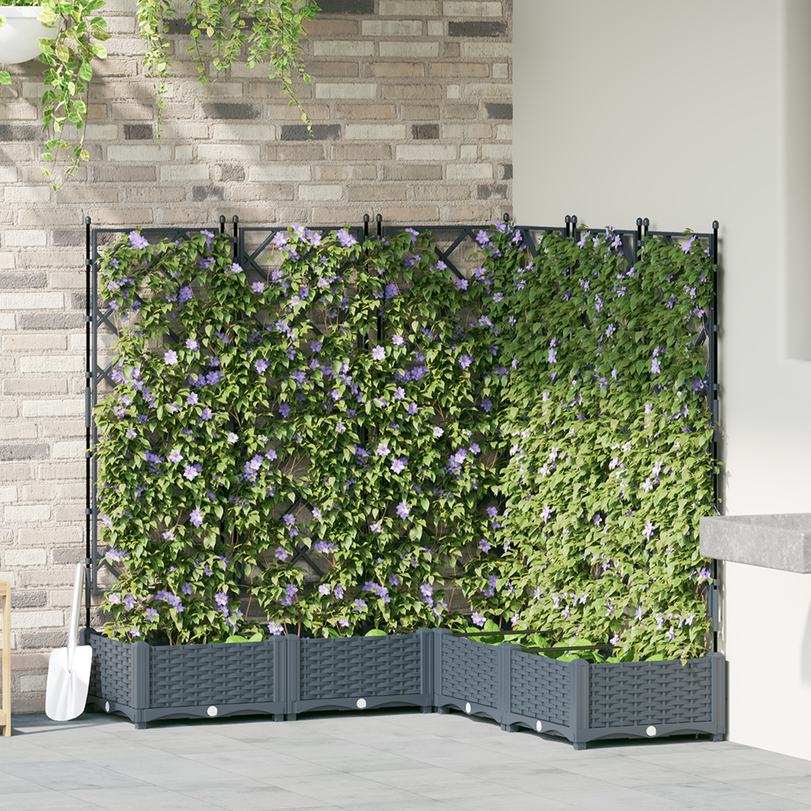 foto del prodotto vaso da giardino con trellis 5 pz grigio chiaro 120x120x125.5 cm