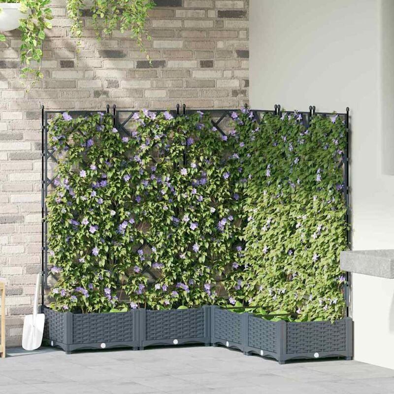 foto del prodotto vaso da giardino con trellis 5 pz grigio chiaro 120x120x125.5 cm vidaxl