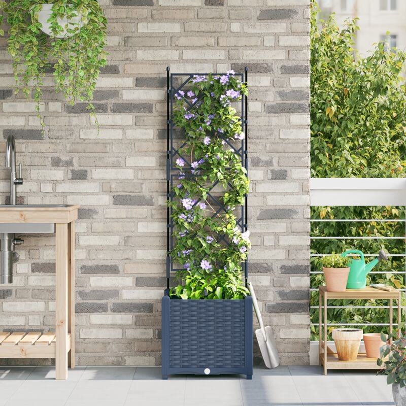 foto del prodotto vaso da giardino con trellis grigio 40 x 40 x 143 cm pp vidaxl