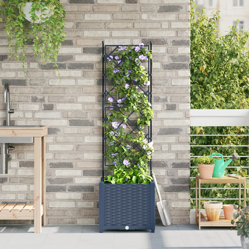 foto del prodotto vaso da giardino con trellis grigio 40x40x143 cm vidaxl