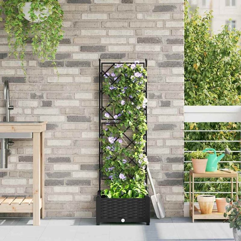 foto del prodotto vaso da giardino con trellis nero 40 x 40 x 125.5 cm pp vidaxl
