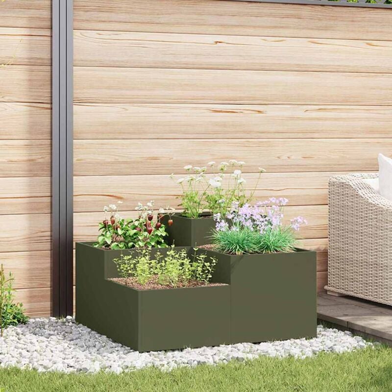 foto del prodotto vaso da giardino oliver verde 100 x 100 x 48 cm acciaio - vidaxl