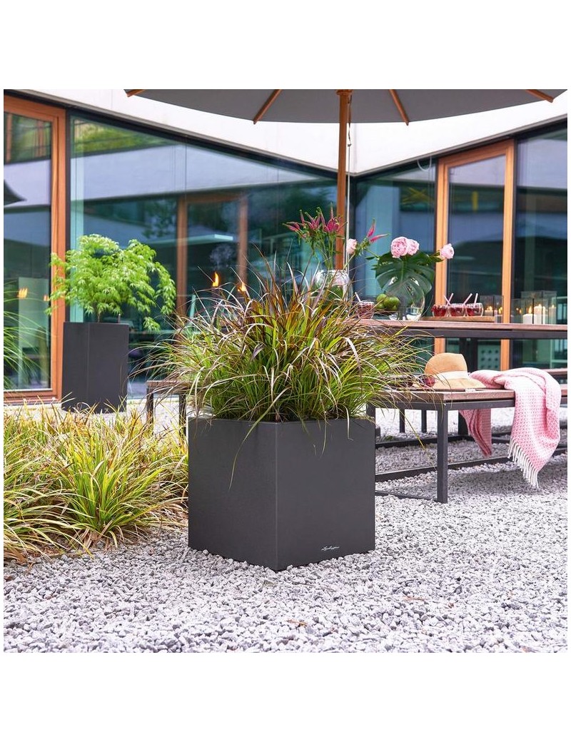 foto del prodotto vaso da interno e esterno canto stone low 30 cm nero grafite