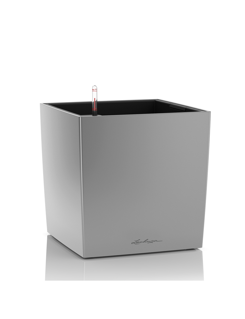 foto del prodotto vaso da interno e esterno cube premium 30 cm argento metallizzato