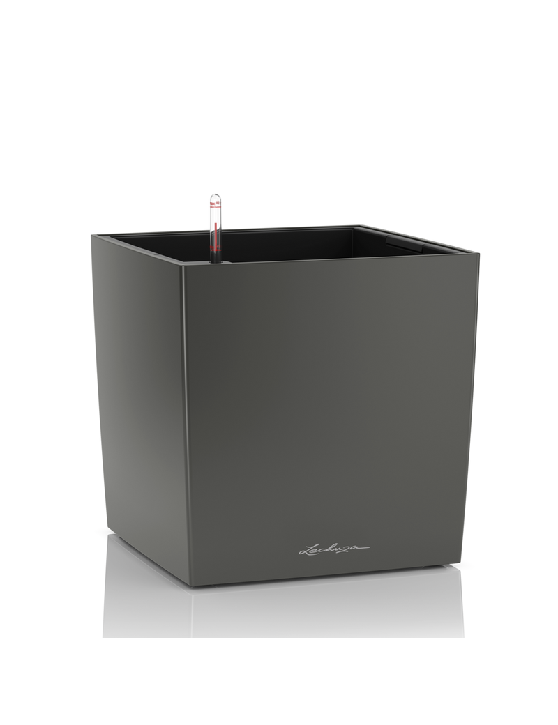 foto del prodotto vaso da interno e esterno cube premium 40 cm antracite metalizzato