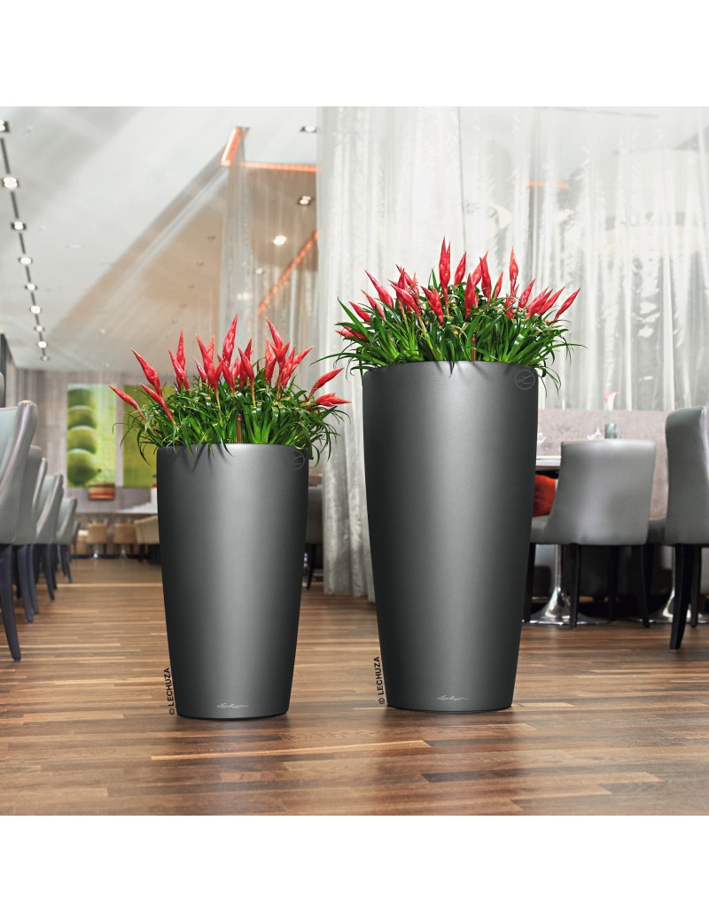 foto del prodotto vaso da interno e esterno rondo premium singoli 40 cm antracite metalizzato