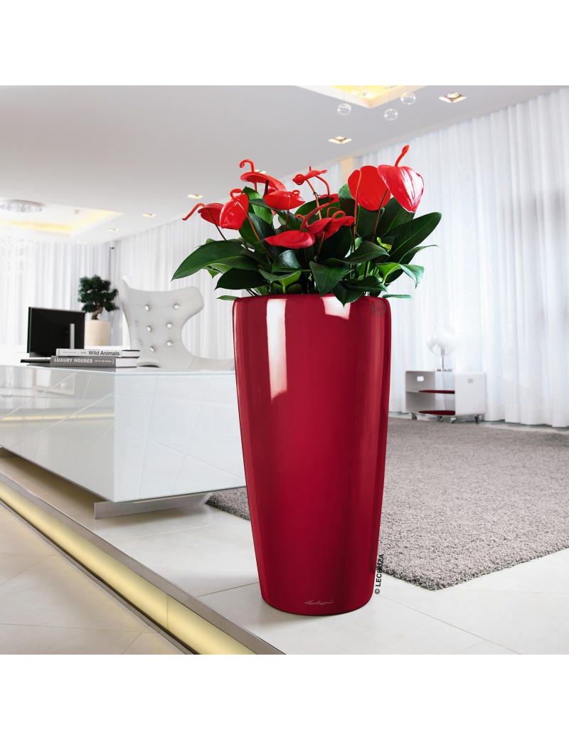 foto del prodotto vaso da interno e esterno rondo premium singoli 40 cm rosso scarlatto lucido