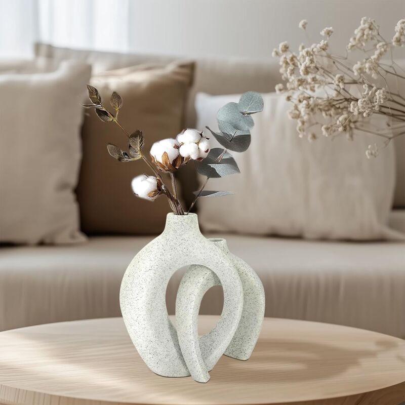 foto del prodotto vaso decorativo da interno set di 2 vasi fiori moderni bianco in resina centrotavola