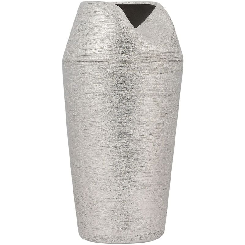 foto del prodotto vaso decorativo in gres porcellanato argento forma irregolare 12 x 33 cm apamea