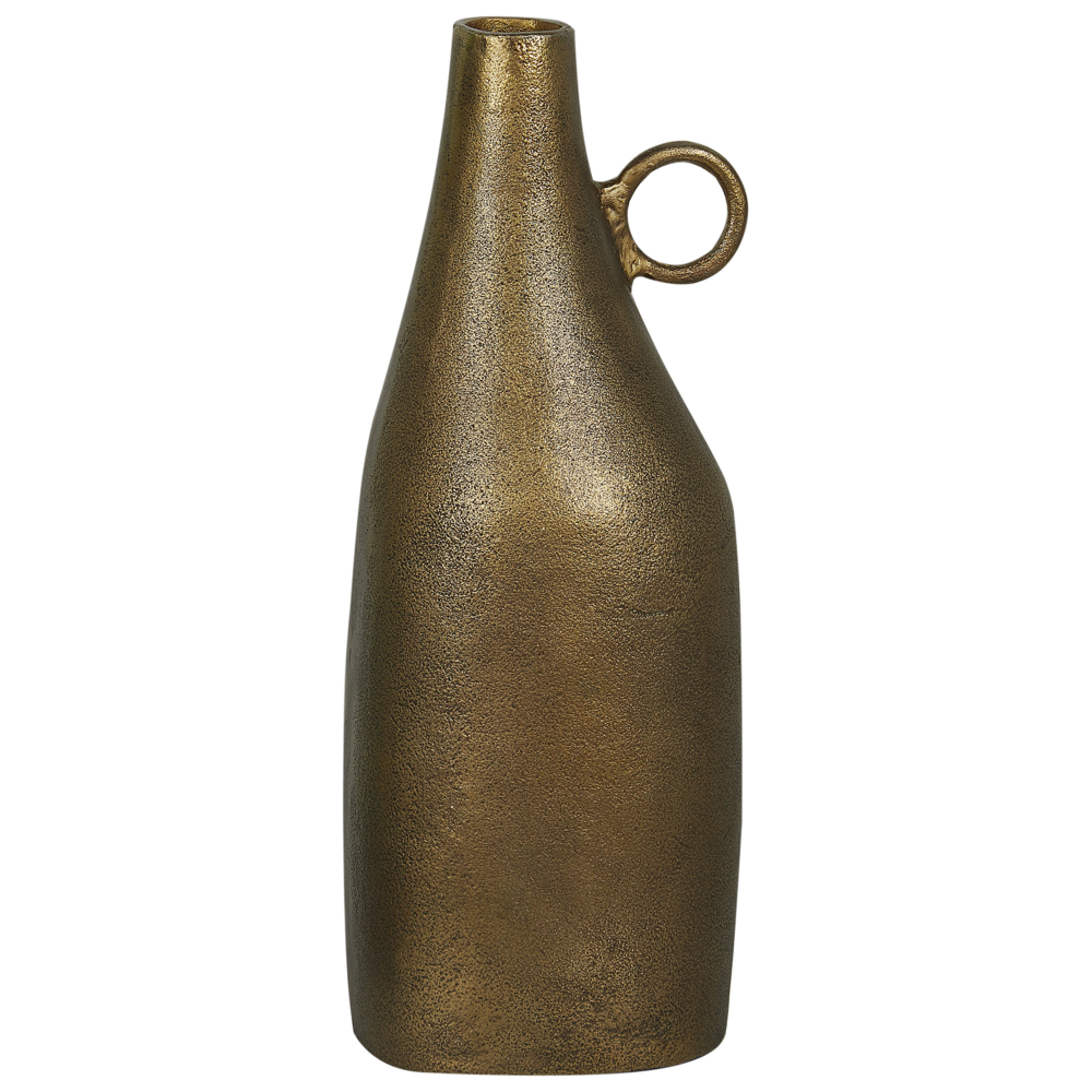 foto del prodotto vaso decorativo in metallo alluminio con finitura ottone 46 cm decorazione casa accessorio