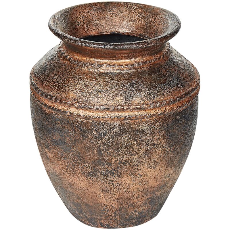 foto del prodotto vaso decorativo in terracotta fatto a mano con finitura effetto anticato aspetto vintage rame puchong