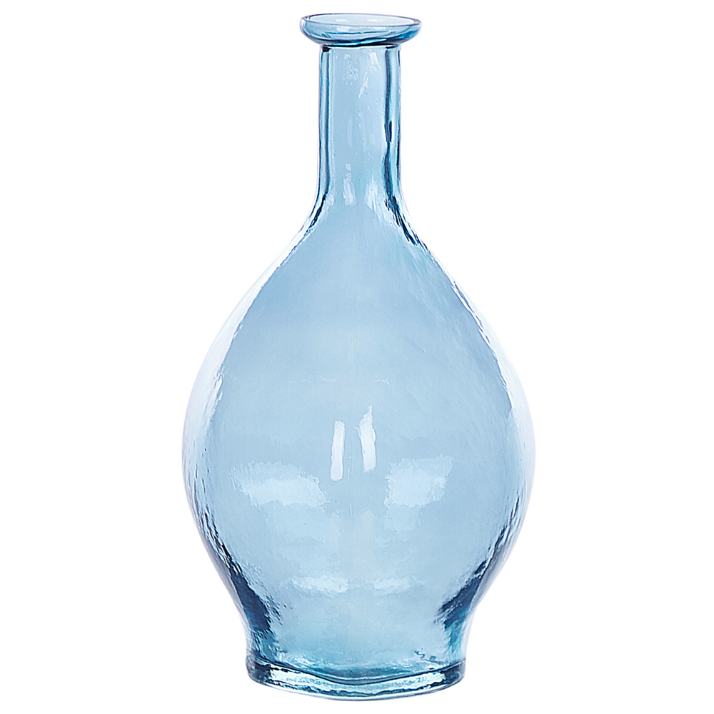 foto del prodotto vaso decorativo in vetro azzurro 28 cm decorativo fatto a mano a forma di bocciolo rotondo da tavolo decorazione per la casa design moderno