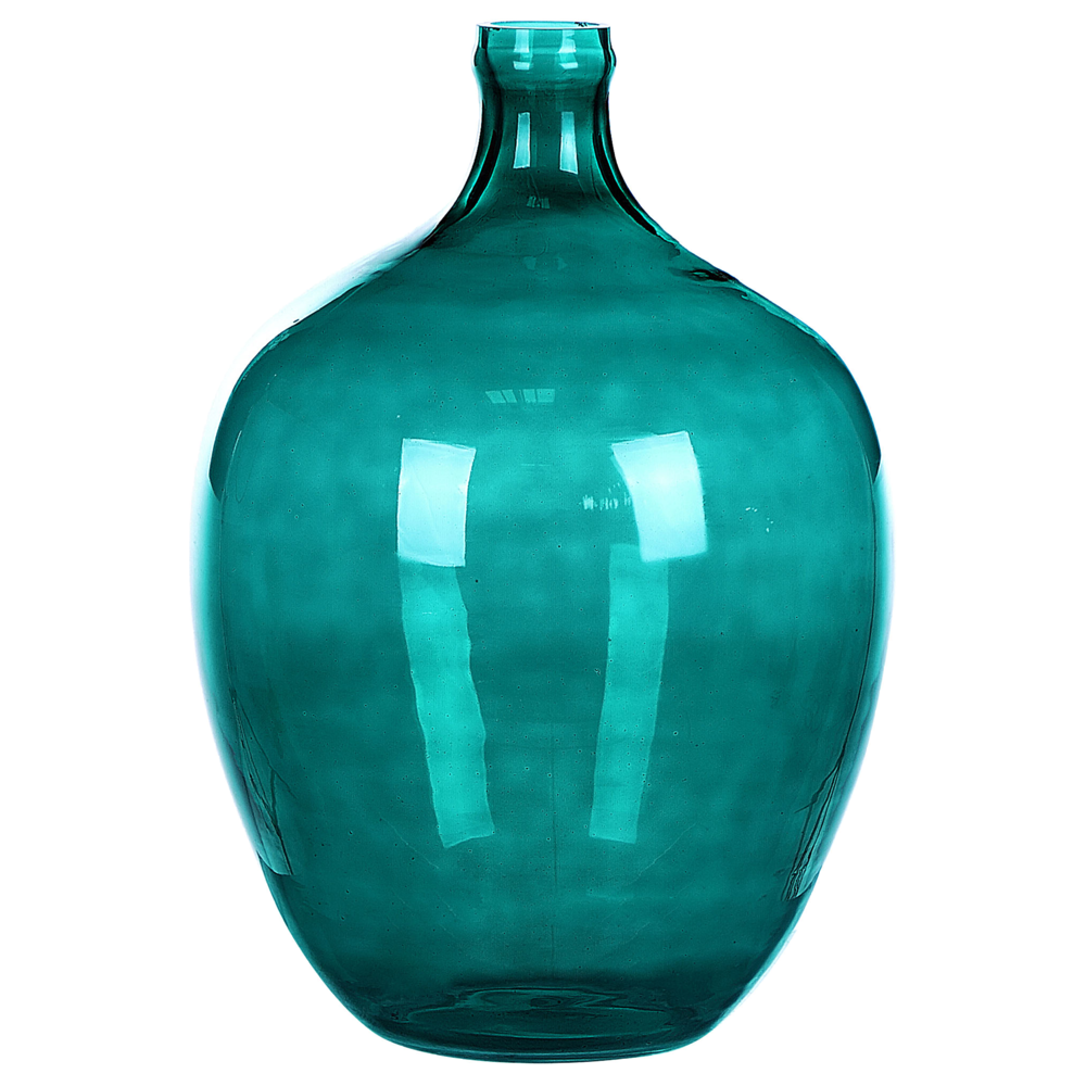 foto del prodotto vaso decorativo in vetro turchese 39 cm decorativo fatto a mano rotondo a forma di bocciolo da tavolo decorazione per la casa design moderno