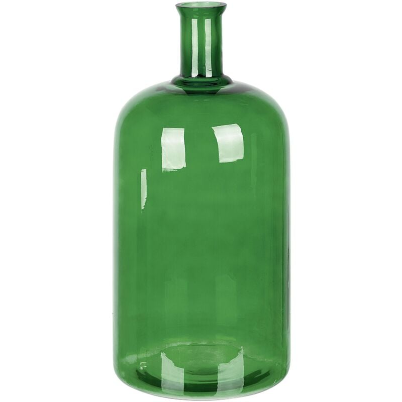 foto del prodotto vaso decorativo per fiori 45 cm forma di bottiglia in vetro fatto a mano verde smeraldo korma