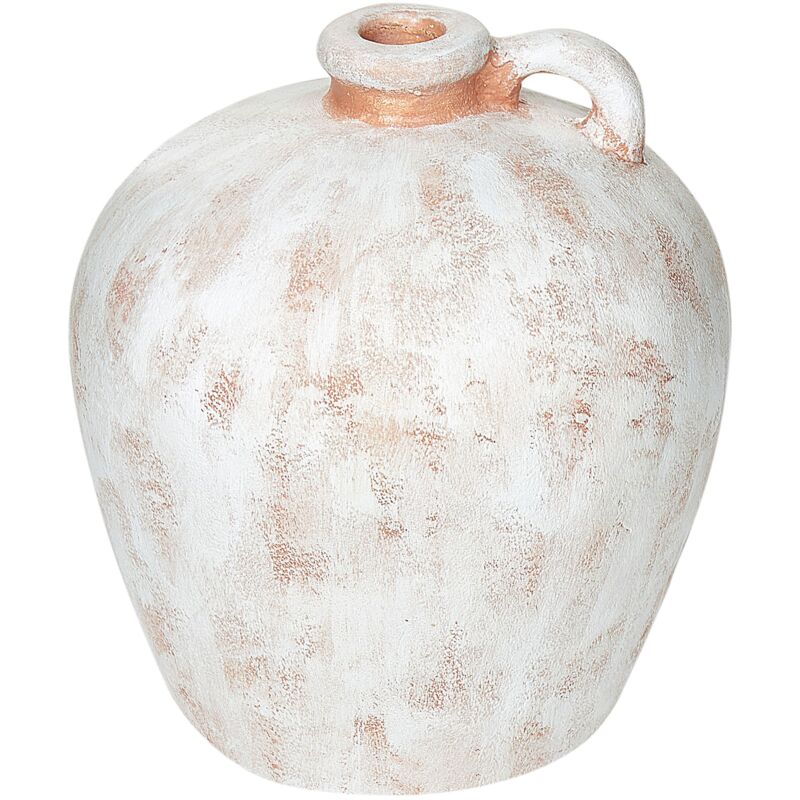 foto del prodotto vaso decorativo tradizionale in terracotta, fatto a mano, effetto invecchiato, home decor bianco ipoh