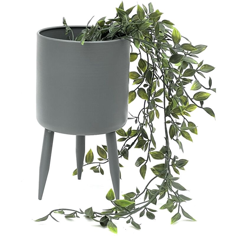 foto del prodotto vaso di fiori con piedi vaso di piante vaso di fiori con gambe metallo grigio 27 cm 96260 l supporto per piante moderne dandibo
