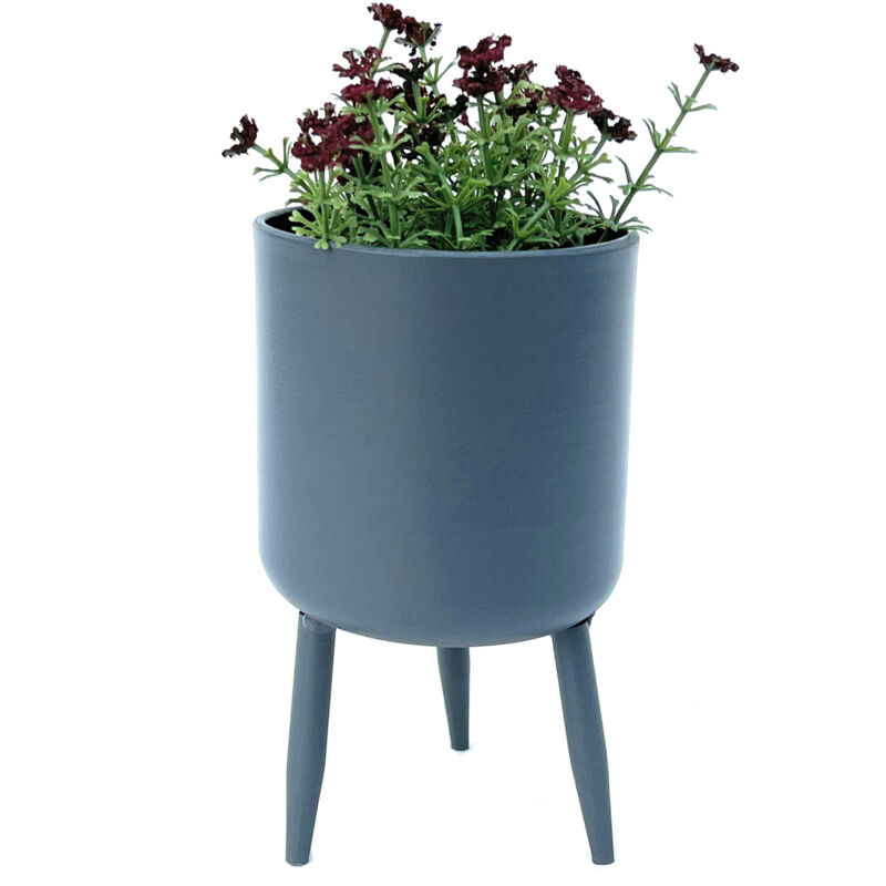 foto del prodotto vaso di fiori con piedi vaso per piante con gambe in metallo grigio 17 cm 96260 s supporto per piante moderne dandibo