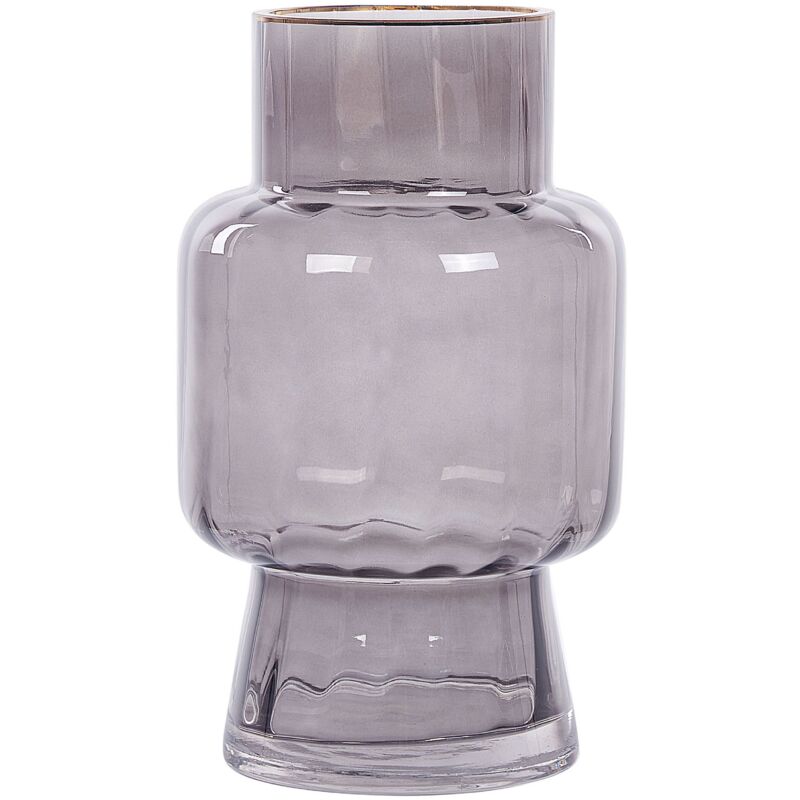 foto del prodotto vaso di fiori in vetro grigio dalla forma astratta 26 cm megalo