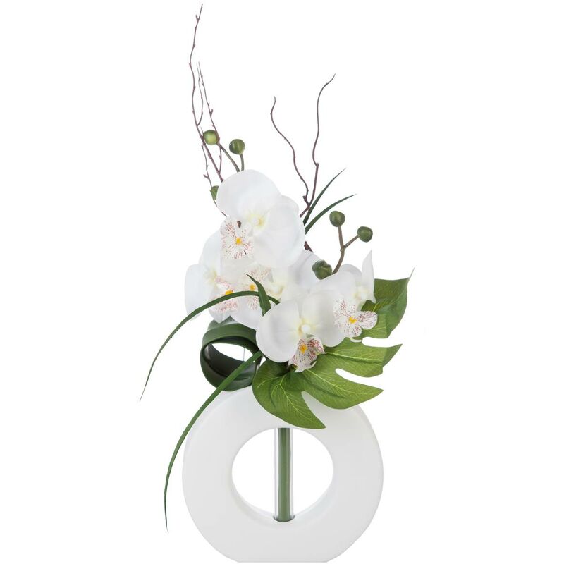 foto del prodotto vaso di orchidee artificiali bianche in ceramica h44cm bianco atmosphera cr ateur d int rieur