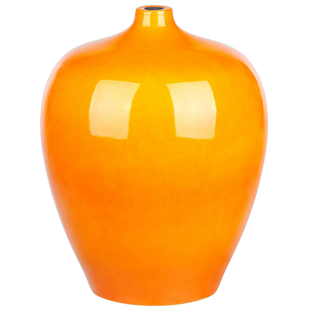 foto del prodotto vaso di terracotta alto color arancione forma rotonda 42 cm stile moderno salotto