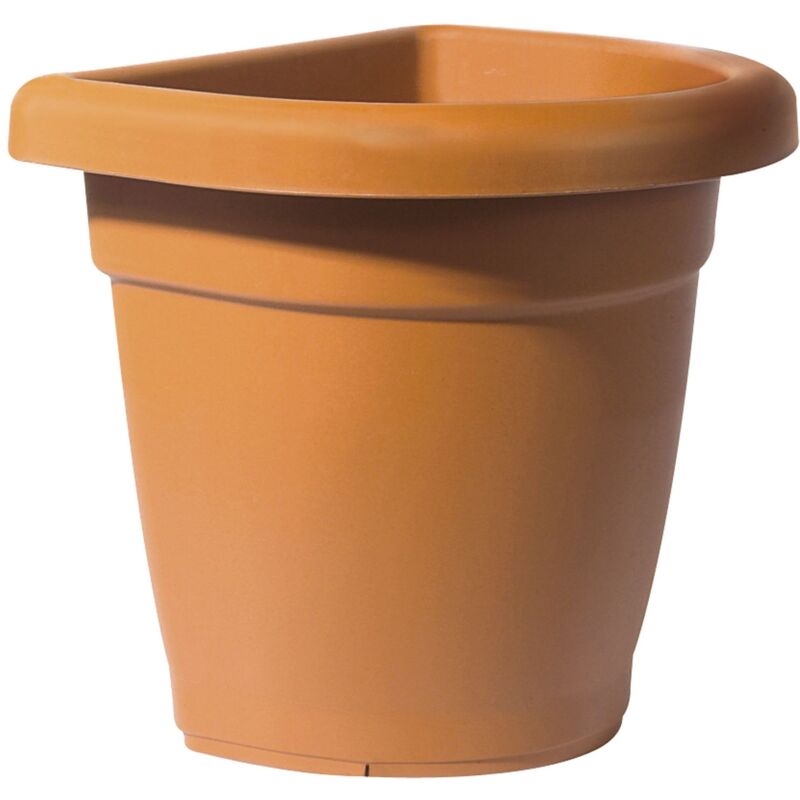 foto del prodotto vaso e sottovaso color terracotta in resina a parete telcom ulisse sottovaso