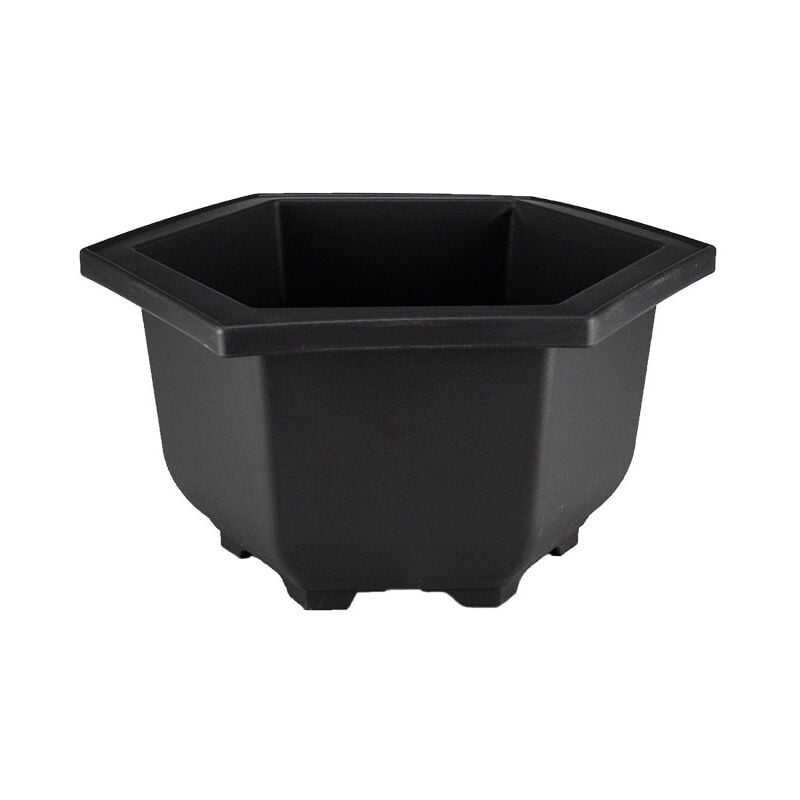 foto del prodotto vaso esagonale per piante e bonsai in plastica nera cm. 15