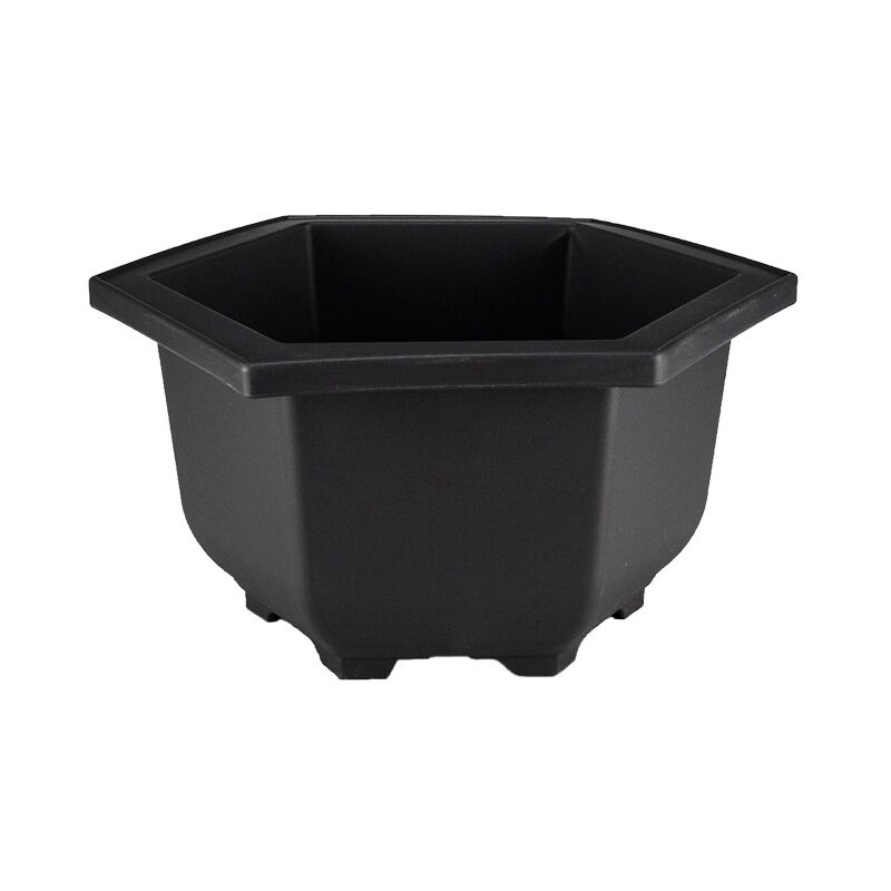 foto del prodotto vaso esagonale per piante e bonsai in plastica nera cm. 23