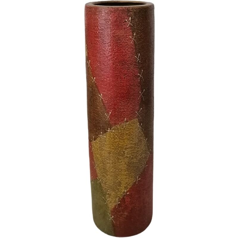 foto del prodotto vaso etnico porta fiori effetto patchwork centro tavola in ceramica per piante decorazione casa soggiorno idea regalo