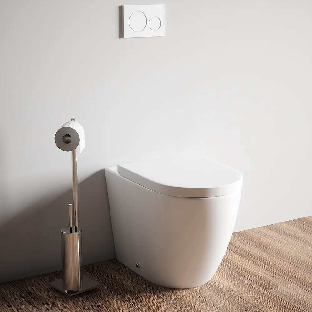 foto del prodotto vaso filo muro in ceramica bianca con sedile copri-wc softclose in uf roma
