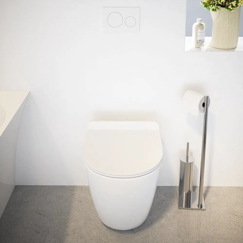 foto del prodotto vaso filomuro tornado silent flush in ceramica bianco lucido con sedile soft close sydney