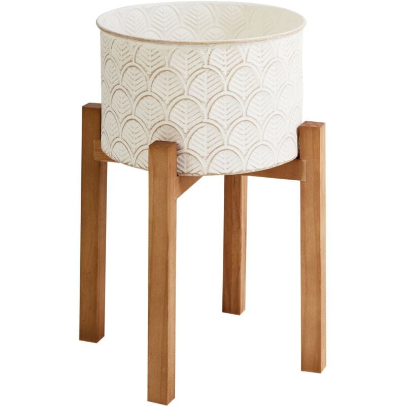 foto del prodotto vaso fioriera da esterno 20 x 20 x 32 cm metallo gambe di legno bianco sporco rosee