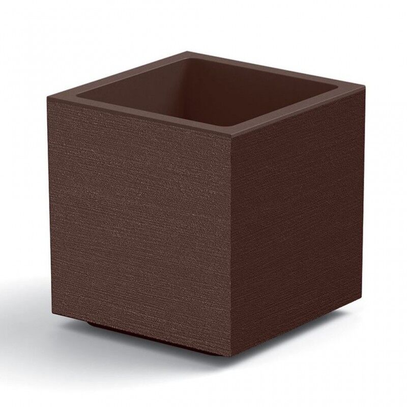 foto del prodotto vaso fioriera quadrato cubo matheria in plastica con ruote 40 cm moderno colore bianco