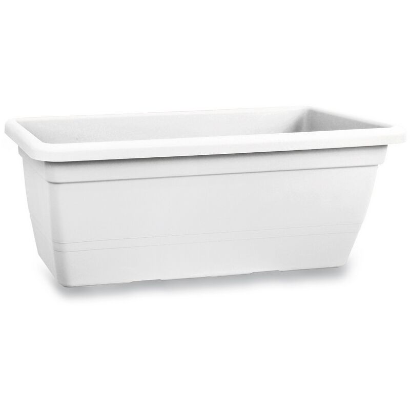 foto del prodotto vaso fioriera rettangolare in plastica da 80cm anthea vari colori per piante colore bianco