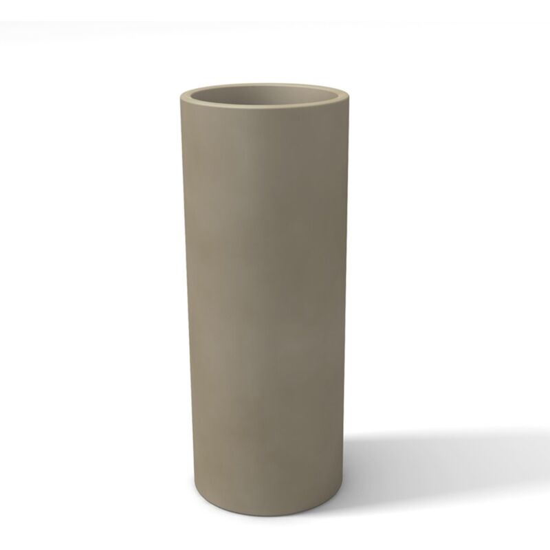foto del prodotto vaso fioriera tortora tondo alto per fiori piante moderno in resina mod. barocco